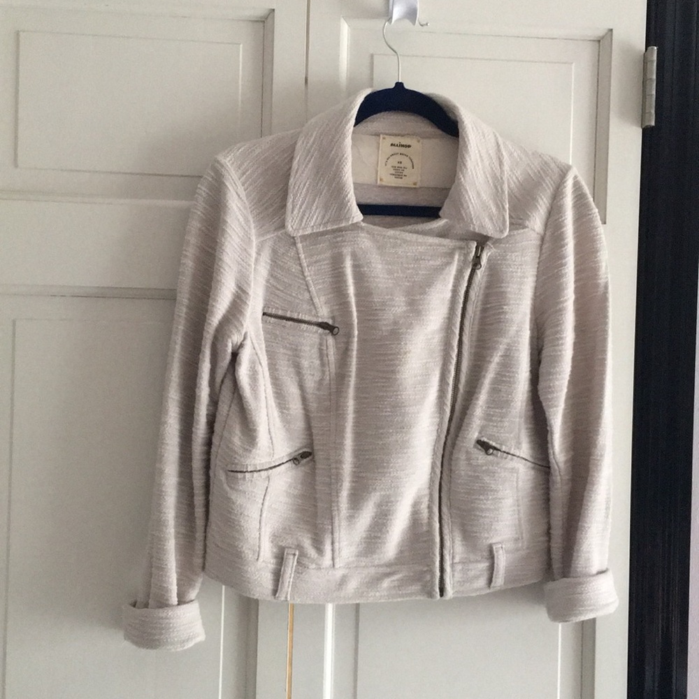 Anthropologie Allihop cream scooter jacket.